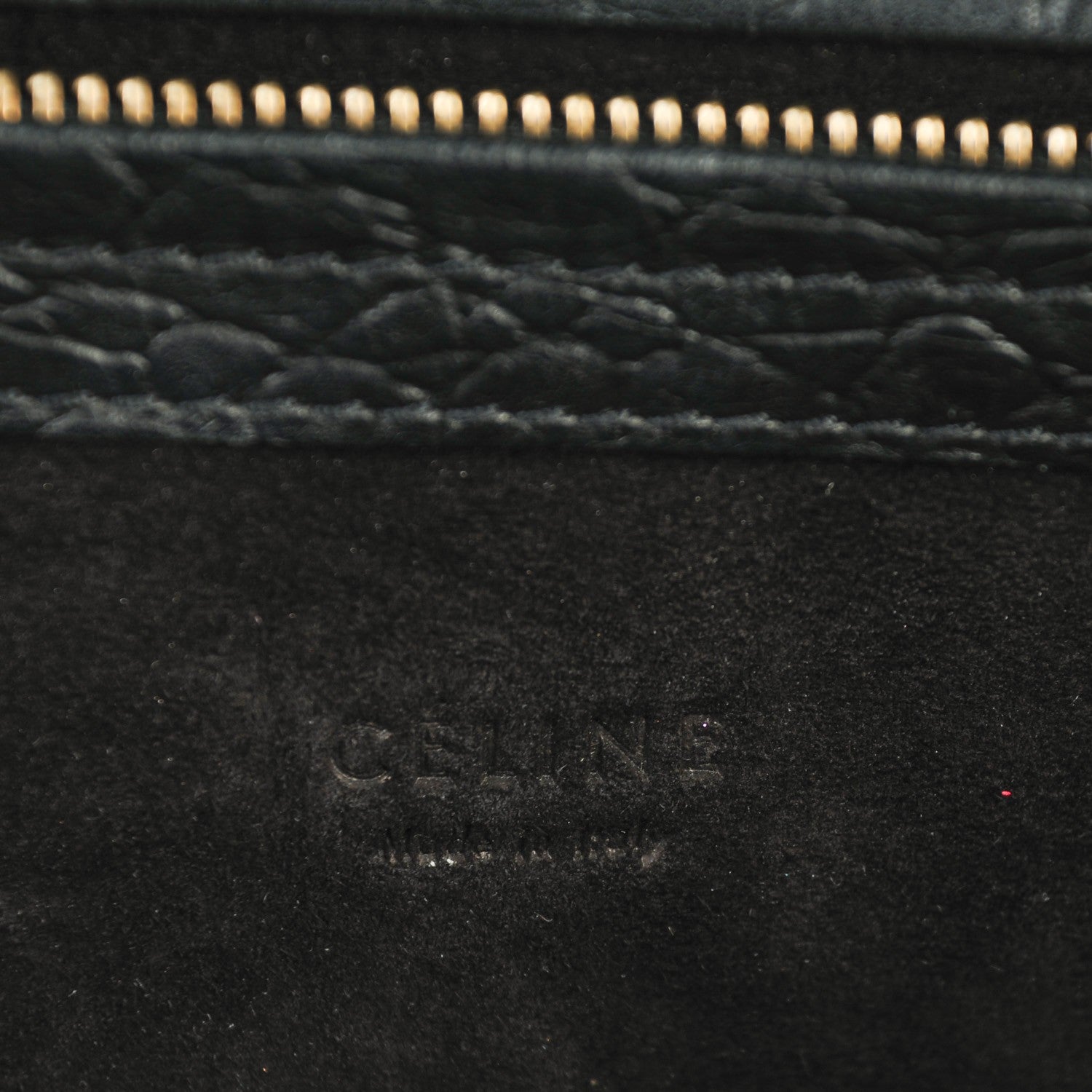 Celine Crocodile Embossed Calfskin Medium Phantom Luggage Black 7 of 8