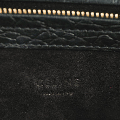 Celine Crocodile Embossed Calfskin Medium Phantom Luggage Black 7 of 8