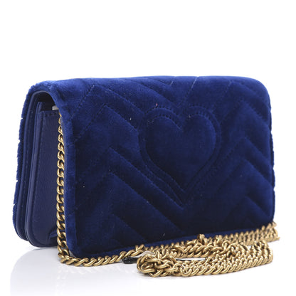 Gucci Velvet Matelasse GG Marmont Mini Bag Cobalt Blue 3 of 11