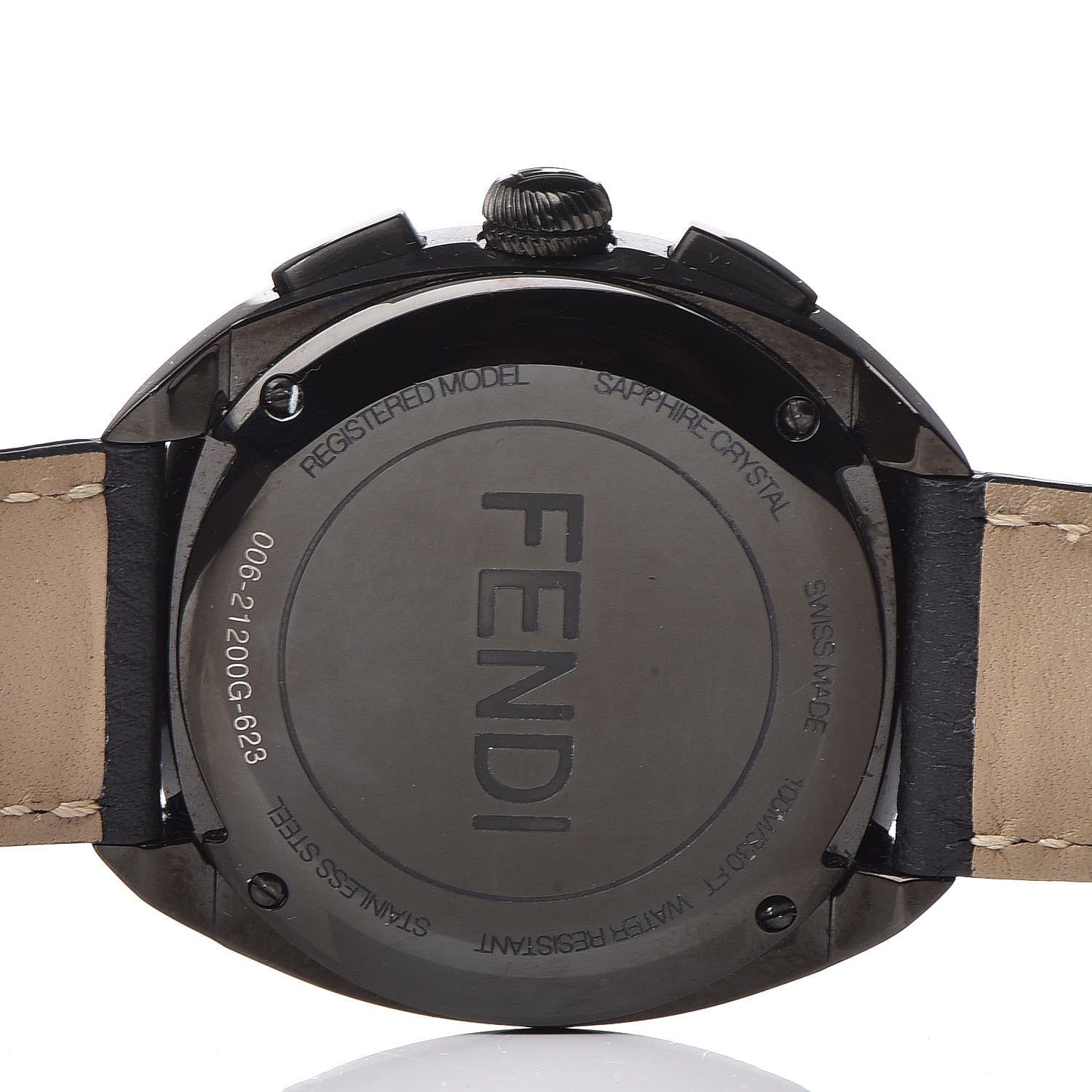 Fendi Stainless Steel Calfskin Diamond 40mm Momento Bugs Quartz Watch Black 5 of 9