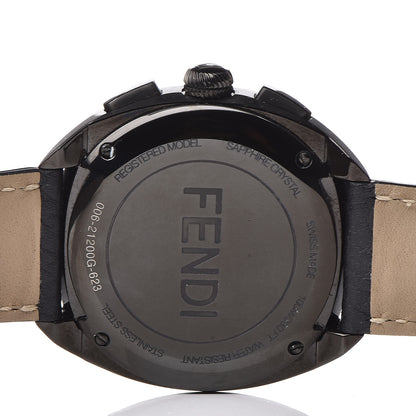 Fendi Stainless Steel Calfskin Diamond 40mm Momento Bugs Quartz Watch Black 5 of 9