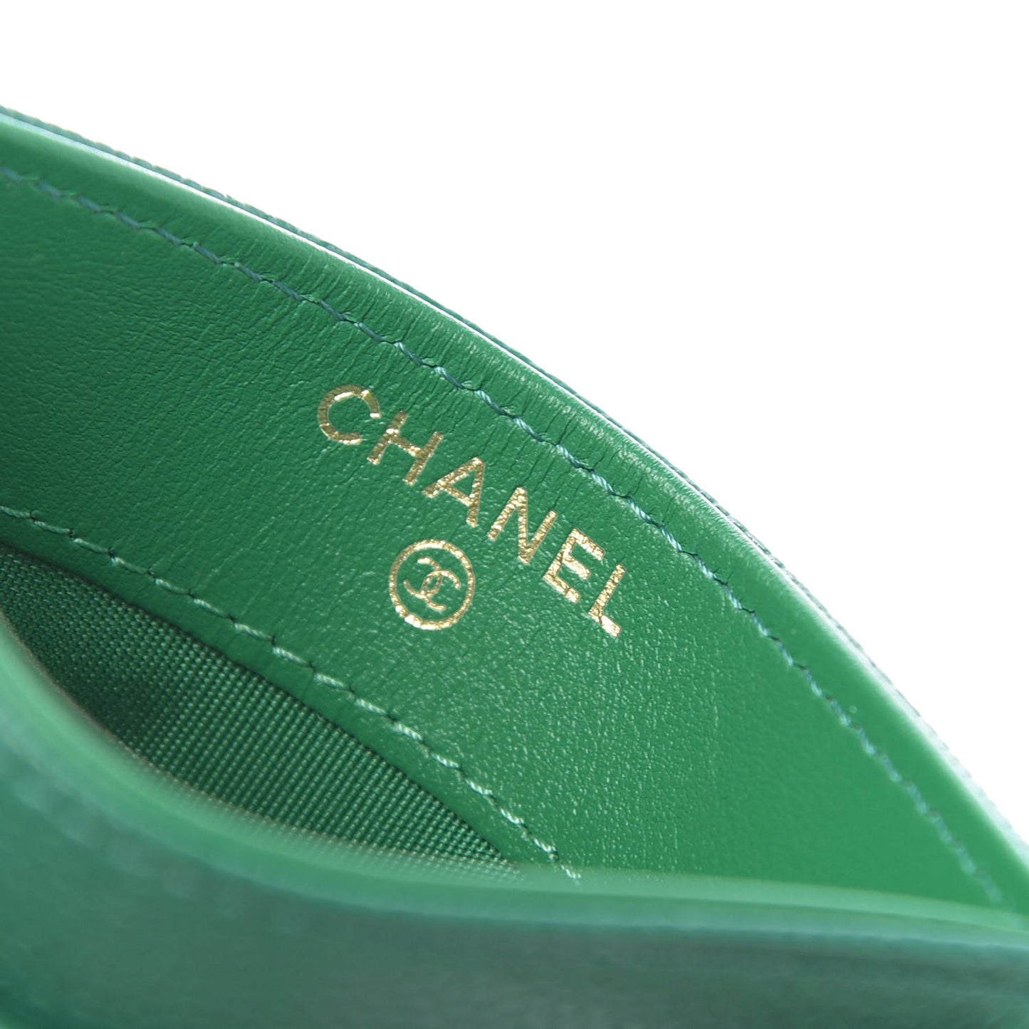 Caviar Quilted Card Holder Green
