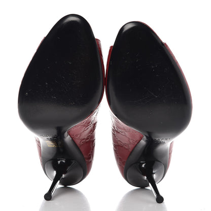 Gucci Guccissima Peep Toe Pumps 38.5 Shetland Red 7 of 11