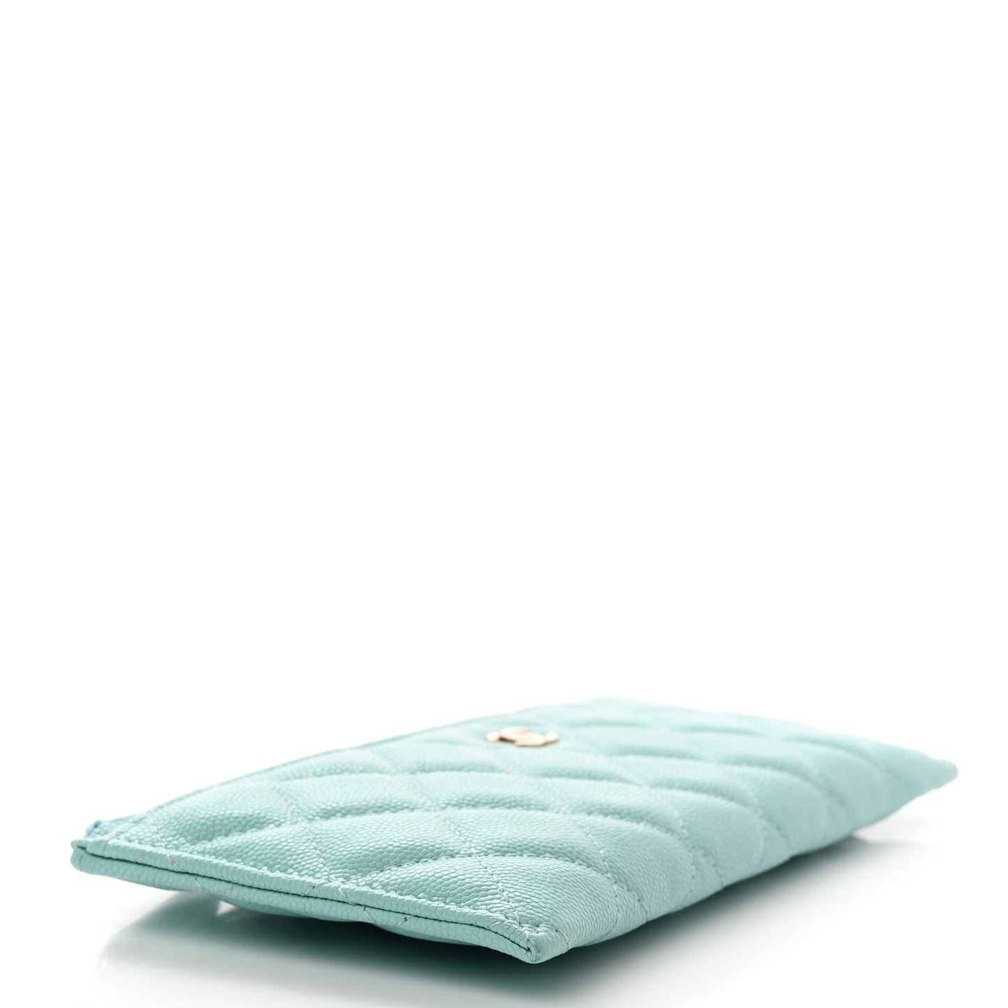Caviar Quilted Classic Zip Pouch Light Blue