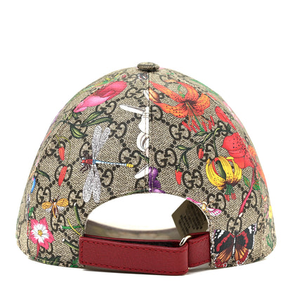 Gucci GG Supreme Monogram Flora Baseball Hat 56 S Red 2 of 6