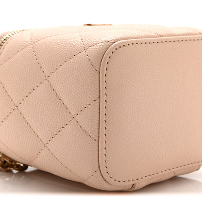 Chanel Caviar Quilted Mini Vanity Case With Chain Light Beige 9 of 10