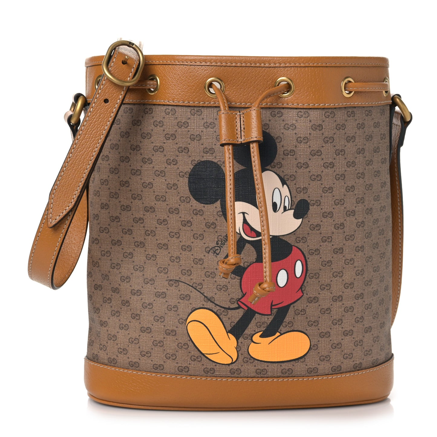 X DISNEY Mini Vintage GG Supreme Monogram Bucket Bag Beige Vintage Sun Oil