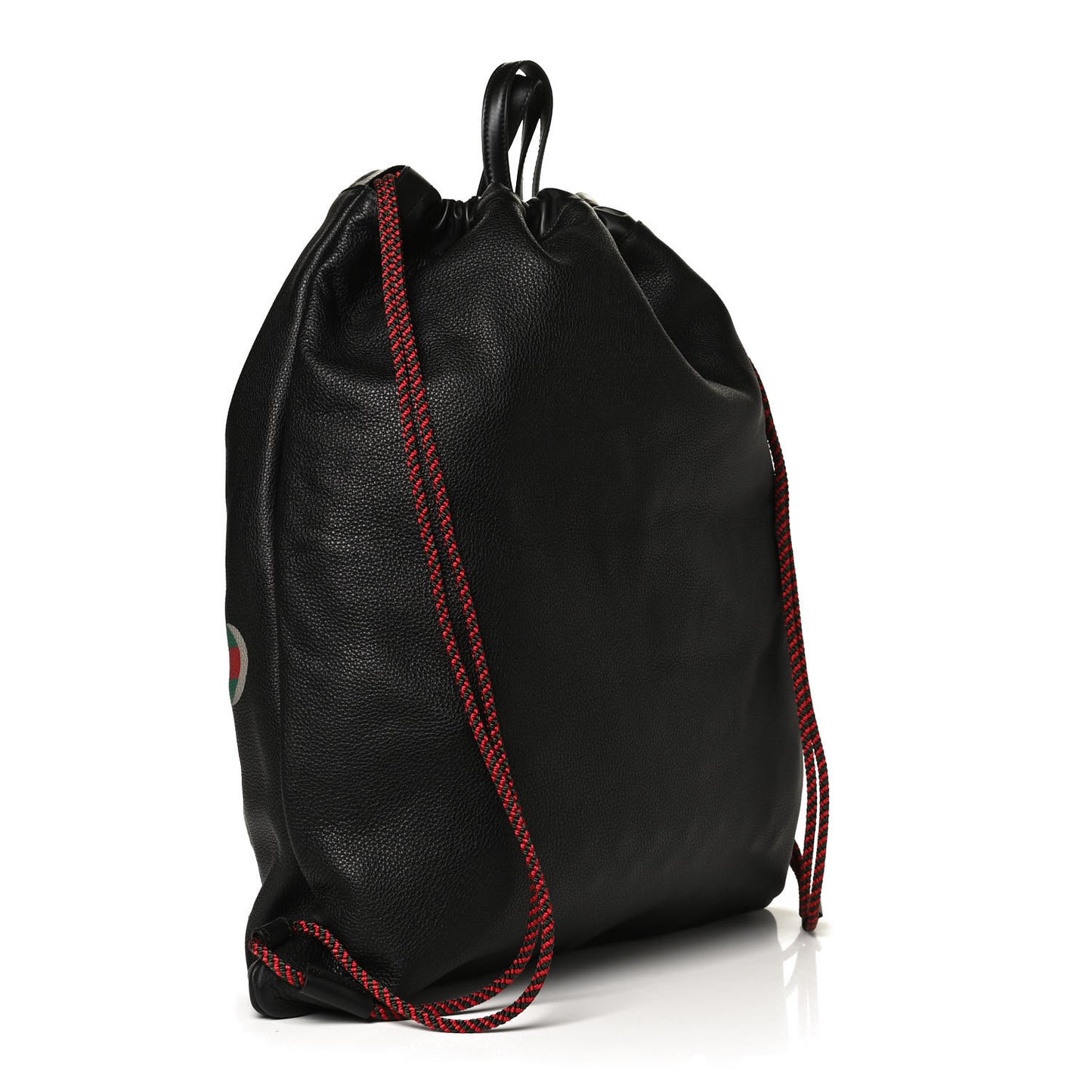 Calfskin Logo Drawstring Backpack Black