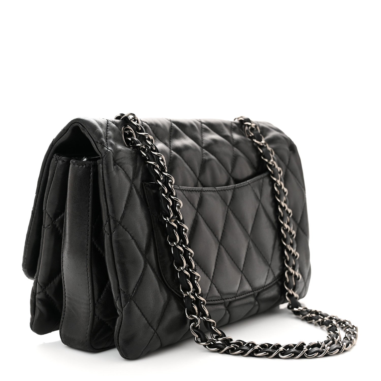 Chanel Lambskin Quilted Jumbo 3 Flap Black 3 of 10