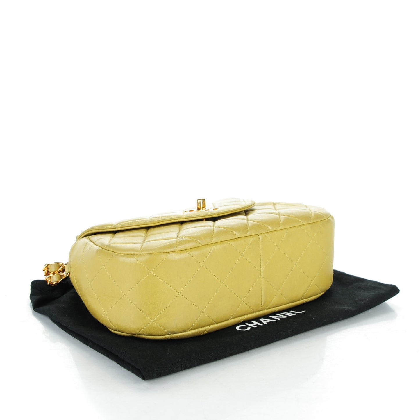 Lambskin Quilted Shoulder Flap Bag Green