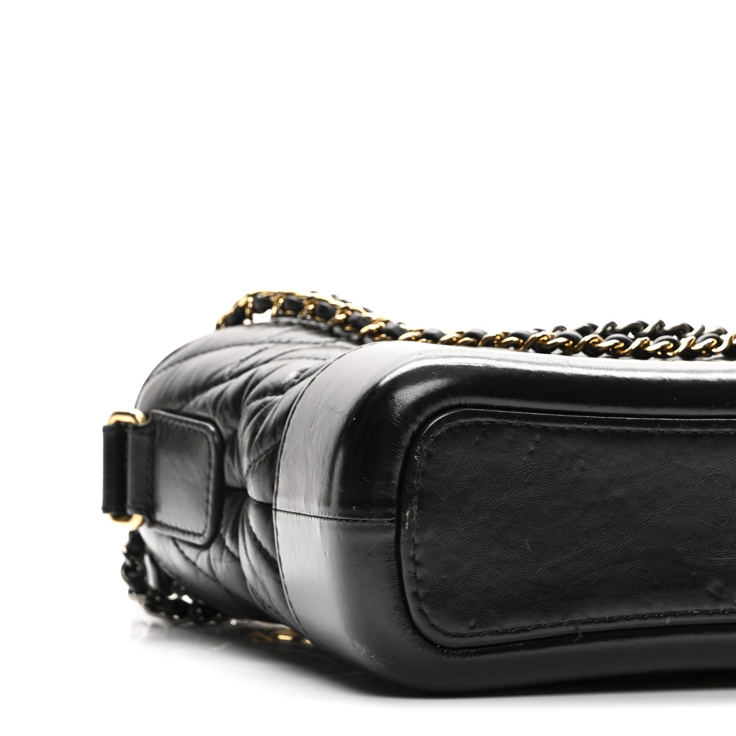 Aged Calfskin Chevron Quilted Small Gabrielle Hobo Black Black
