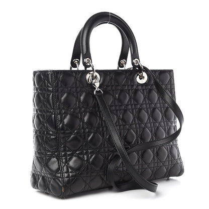 Christian Dior Lambskin Cannage Large Lady Dior Black 2 of 11