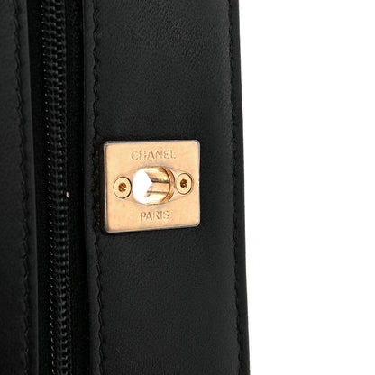 Chanel Lambskin Quilted CC Pearl Crush Wallet on Chain WOC Black 8 of 13