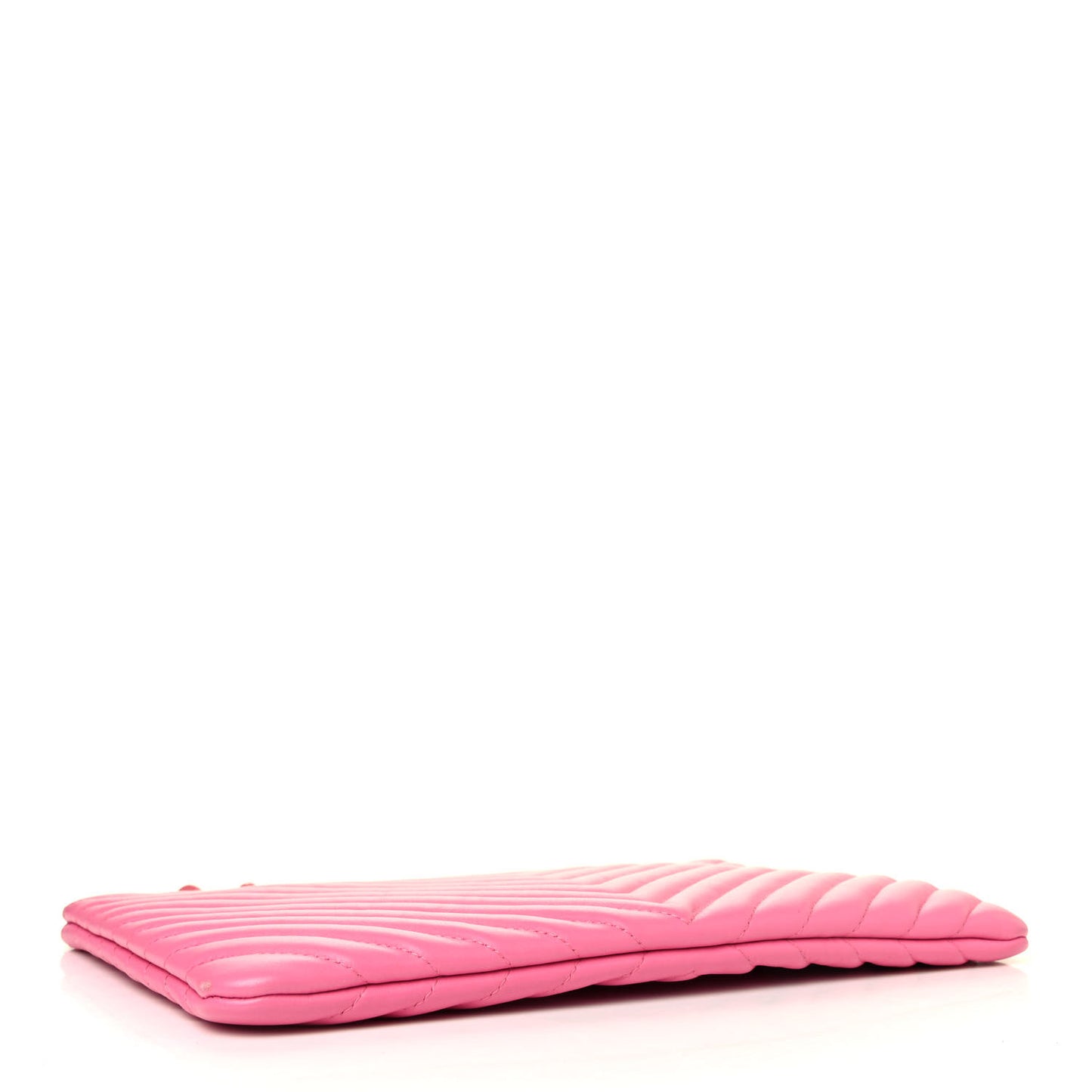 Lambskin Chevron Quilted Charms Medium Cosmetic Case Pink