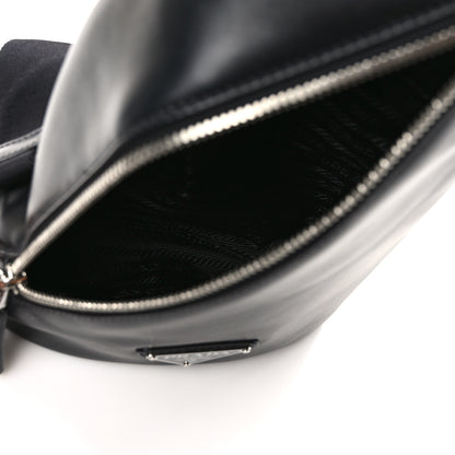 Prada Vitello Daino Logo Embossed Cross Sling Backpack Black 5 of 8