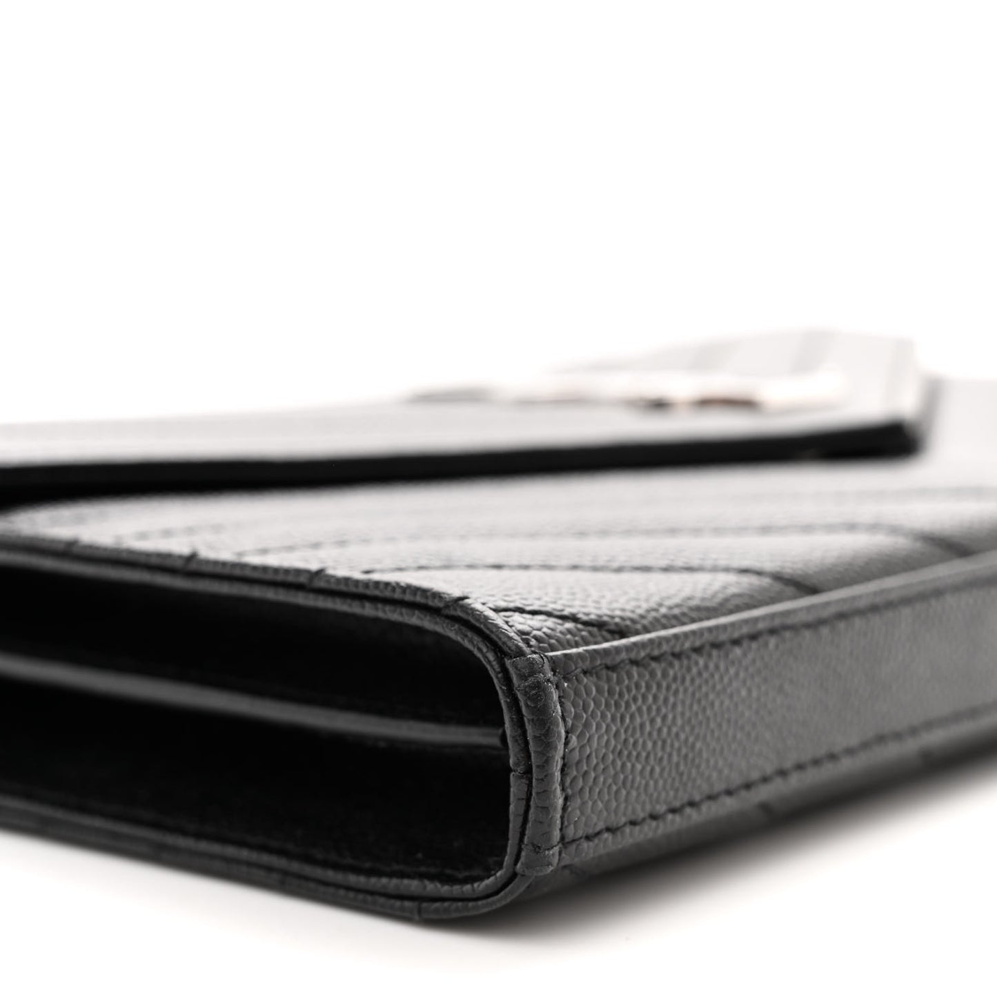 Grain De Poudre Matelasse Chevron Monogram Chain Wallet Black