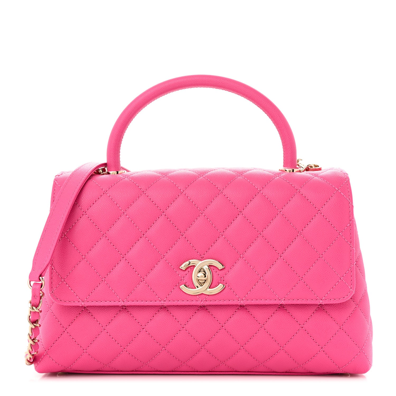 Chanel Caviar Quilted Small Coco Handle Flap Dark Pink 1 of 11