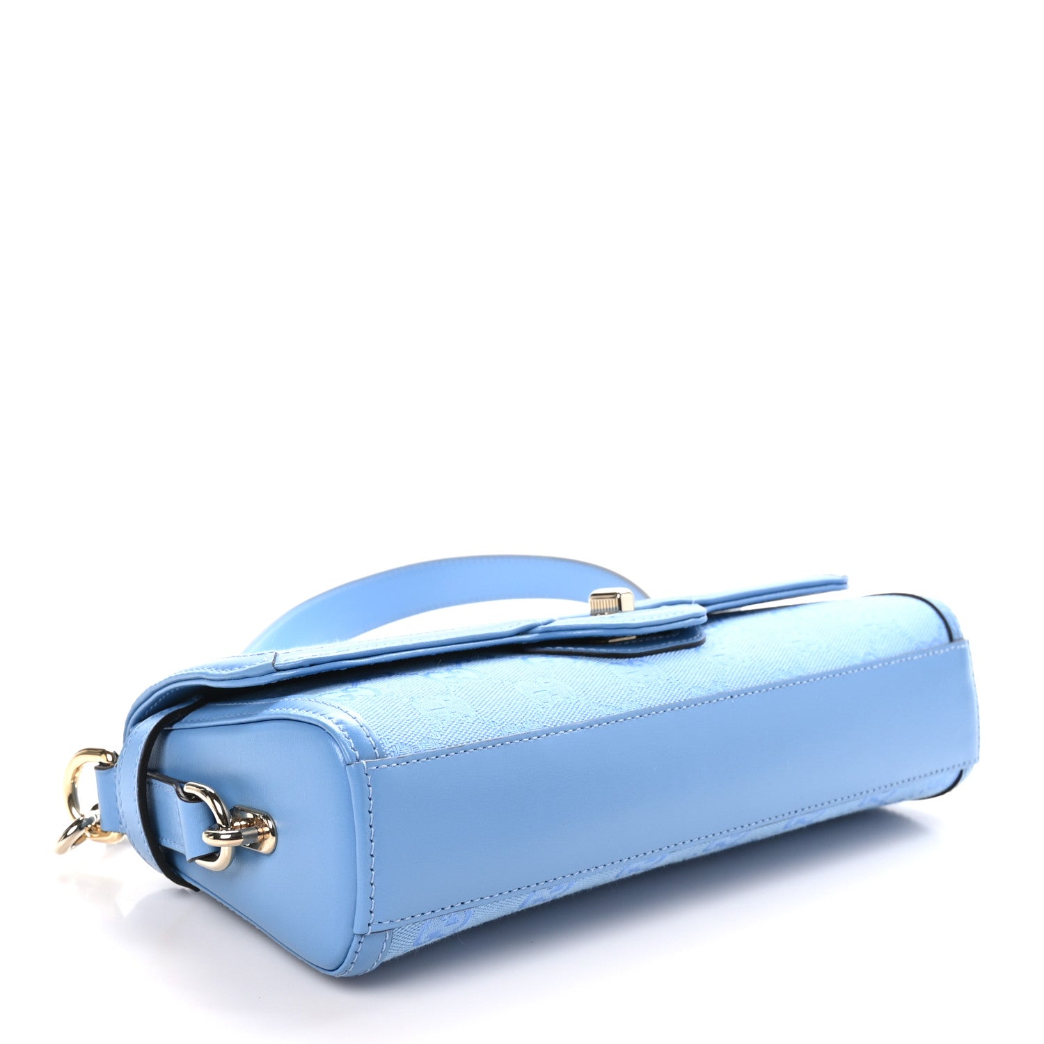 Gucci GG Monogram Textured Dollar Calfskin Small Luce Shoulder Bag Blue 4 of 10