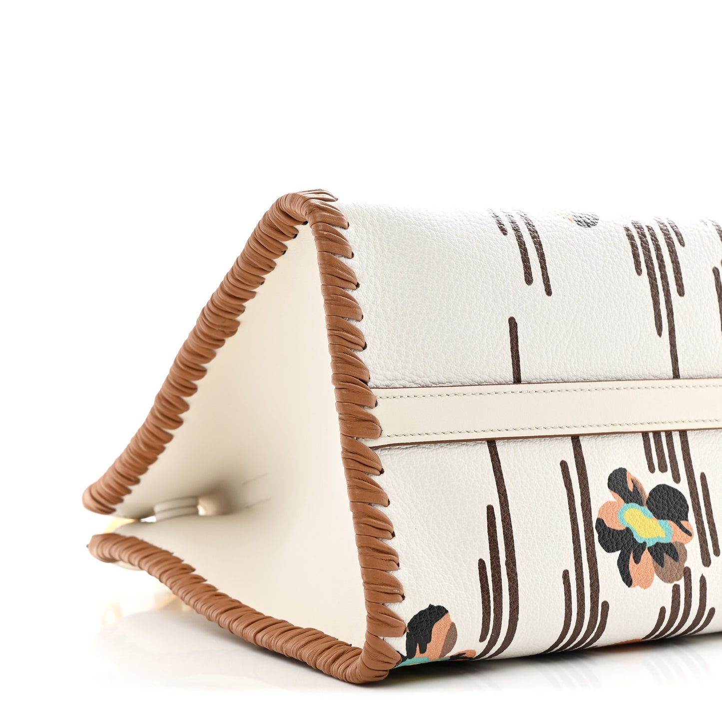 Saffiano Whipstitch Medium Paradigme Bag White Caramel Multicolor