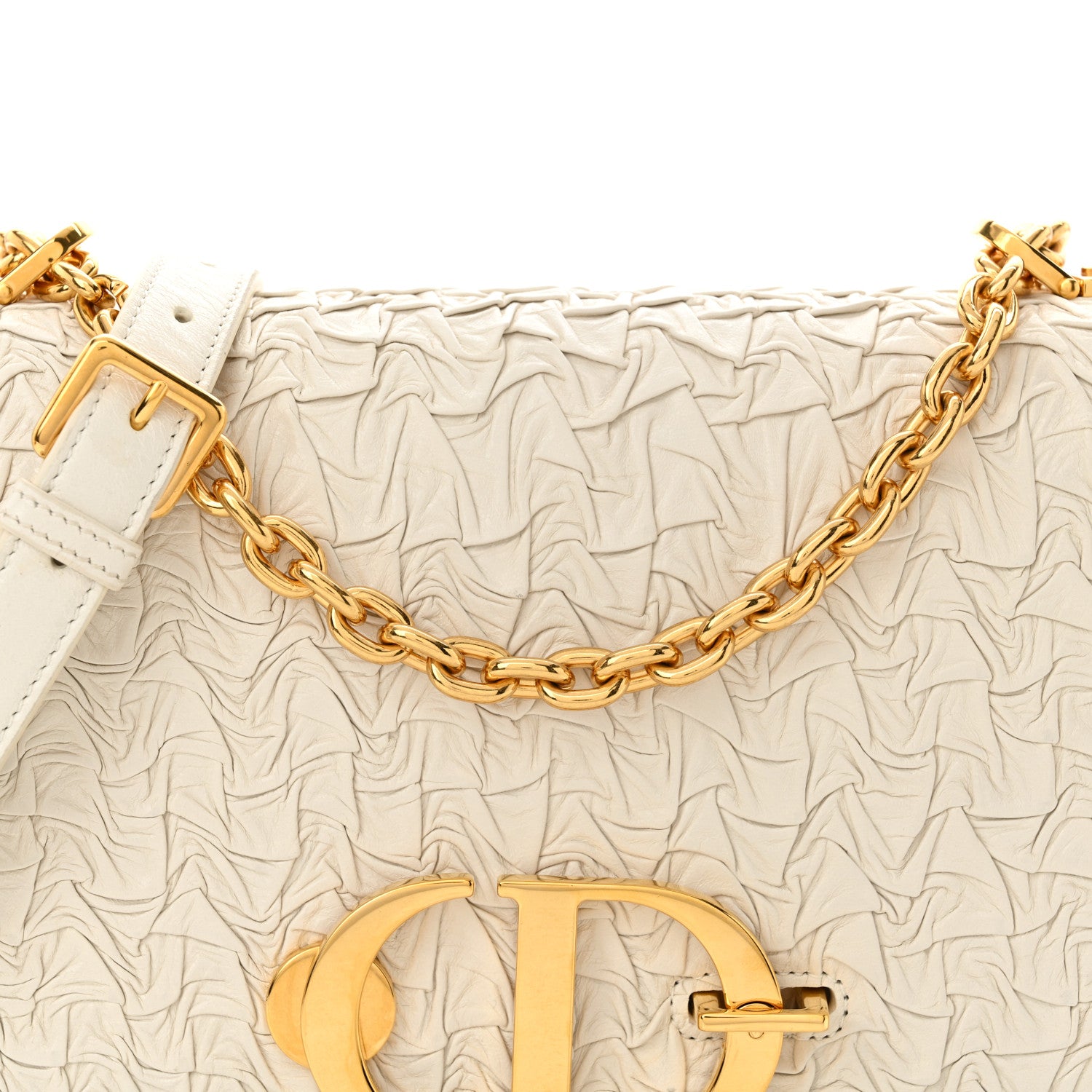 Christian Dior Wavy-Effect Lambskin 30 Montaigne Chain Flap Bag White 7 of 10