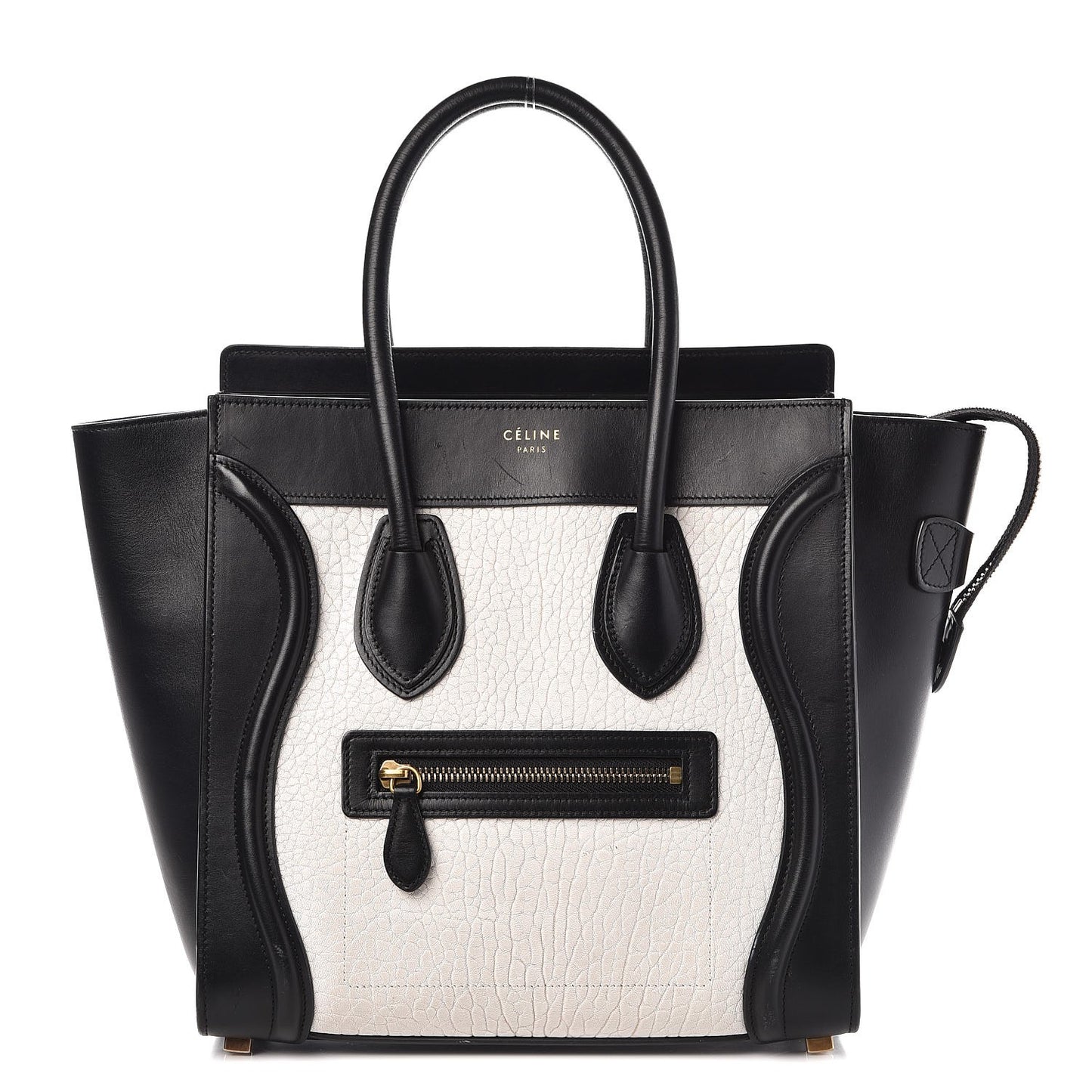 Shrunken Lambskin Micro Bi-Color Luggage Black White