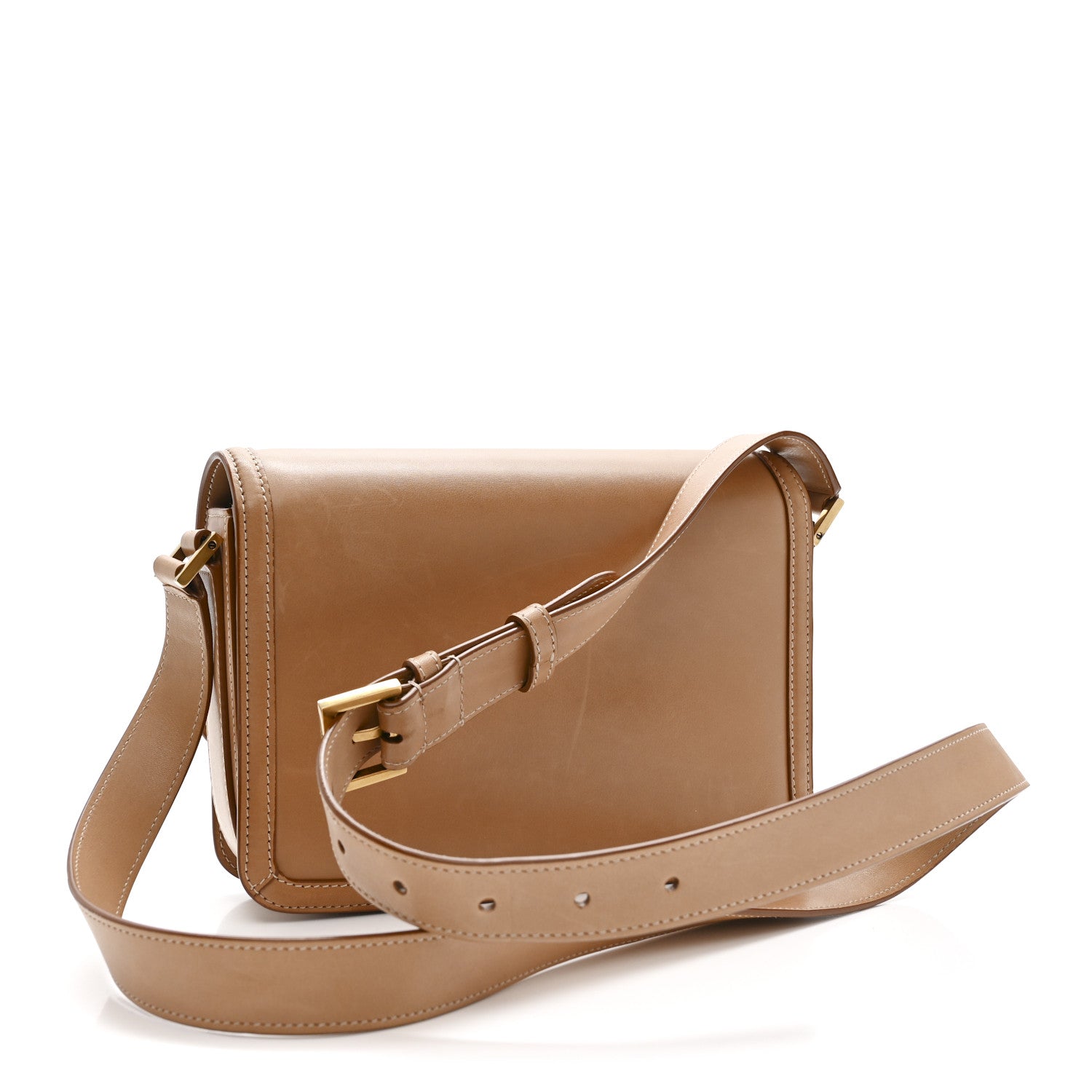 Saint Laurent Box Calfskin Monogram Medium Solferino Satchel Natural Tan 3 of 13