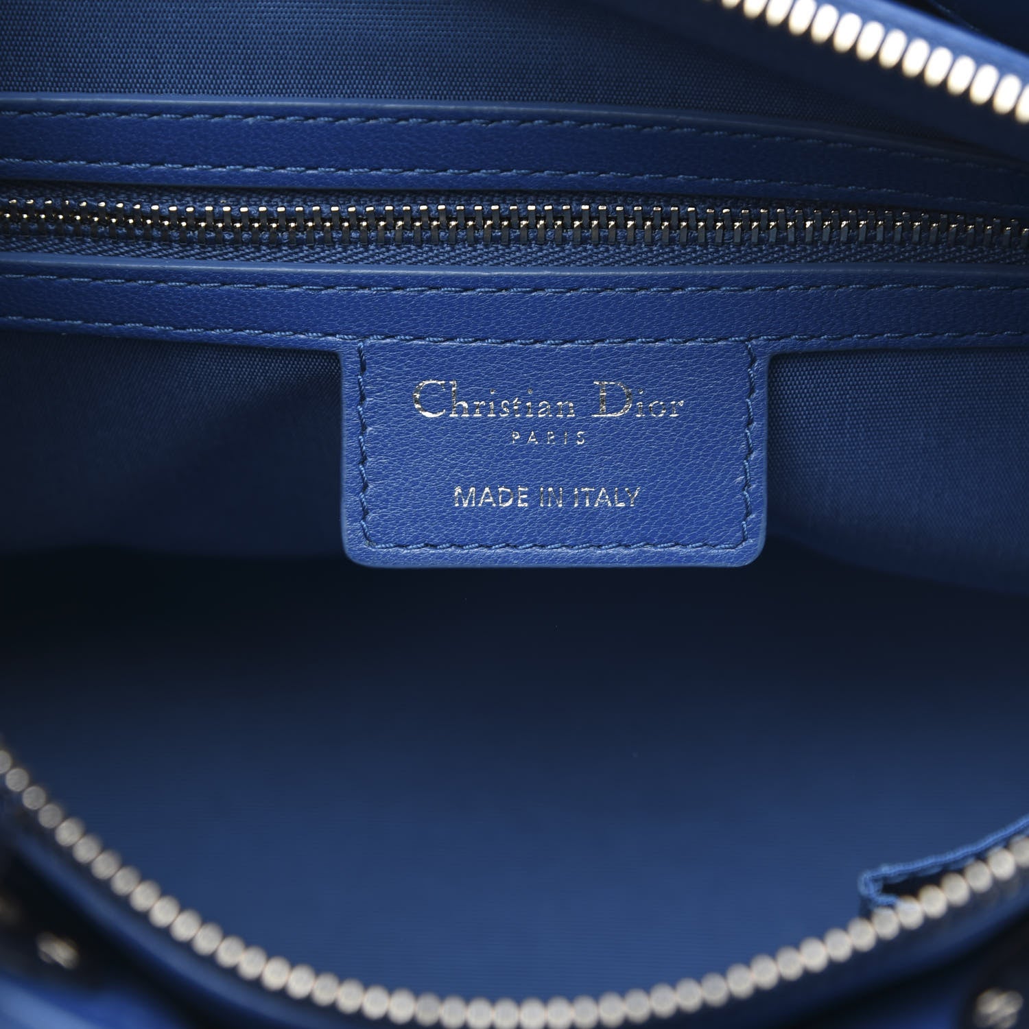 Christian Dior Lambskin Cannage Granville Polochon Blue 8 of 15
