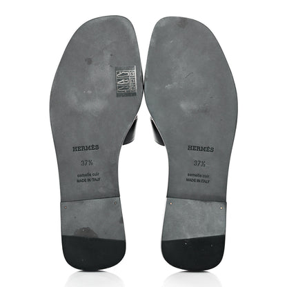 Hermes Box Calfskin Oran Sandals 37.5 Black 5 of 10