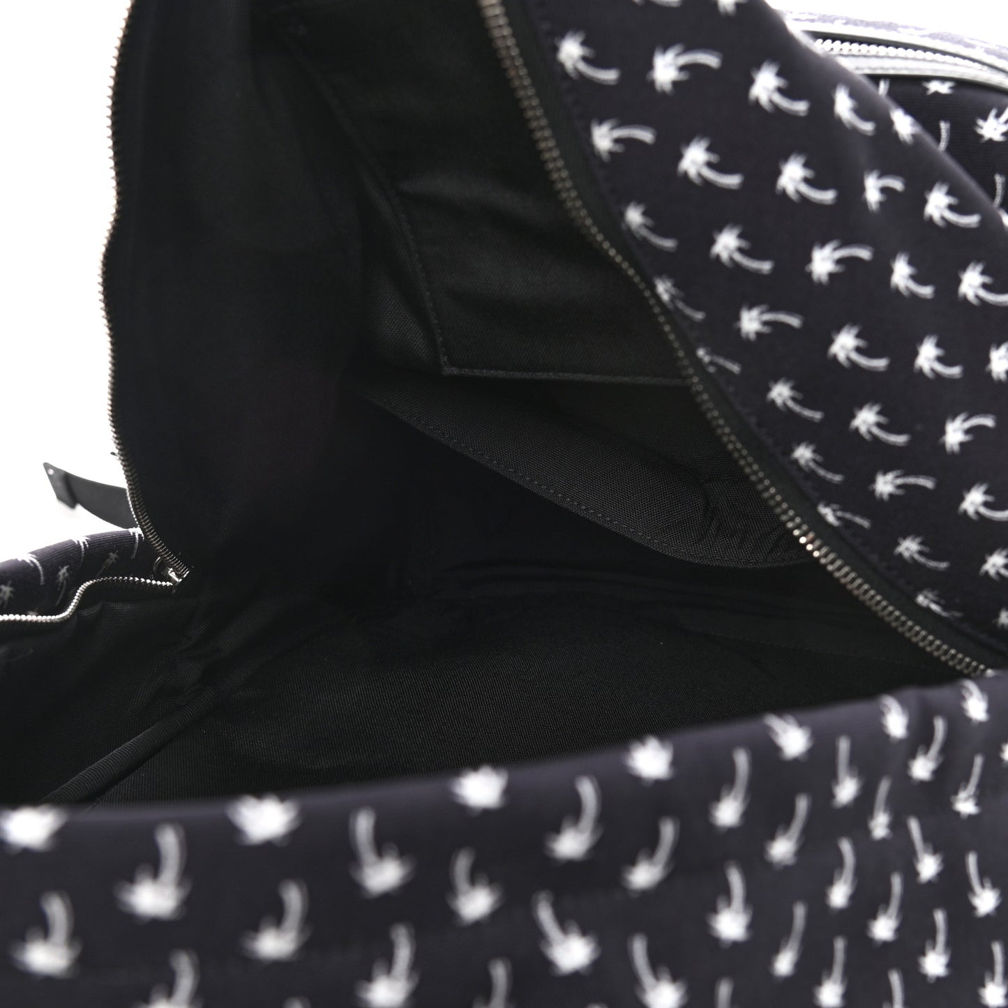 Canvas Palm Tree Print City Backpack Black White