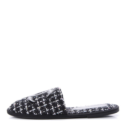 Chanel Tweed CC Flat Mules S Black 1 of 11