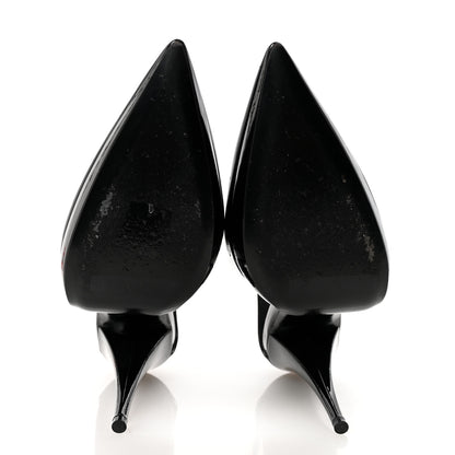 Saint Laurent Patent Anja 105 Ankle Strap Pointed Pumps 37 Black 6 of 10