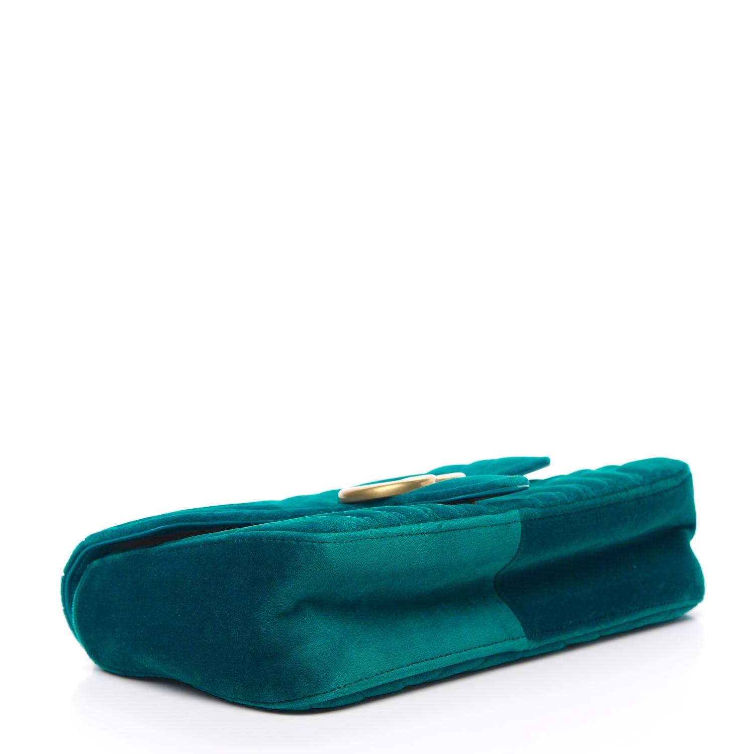 Gucci Velvet Matelasse Small GG Marmont Shoulder Bag Pavone Cyan 4 of 13
