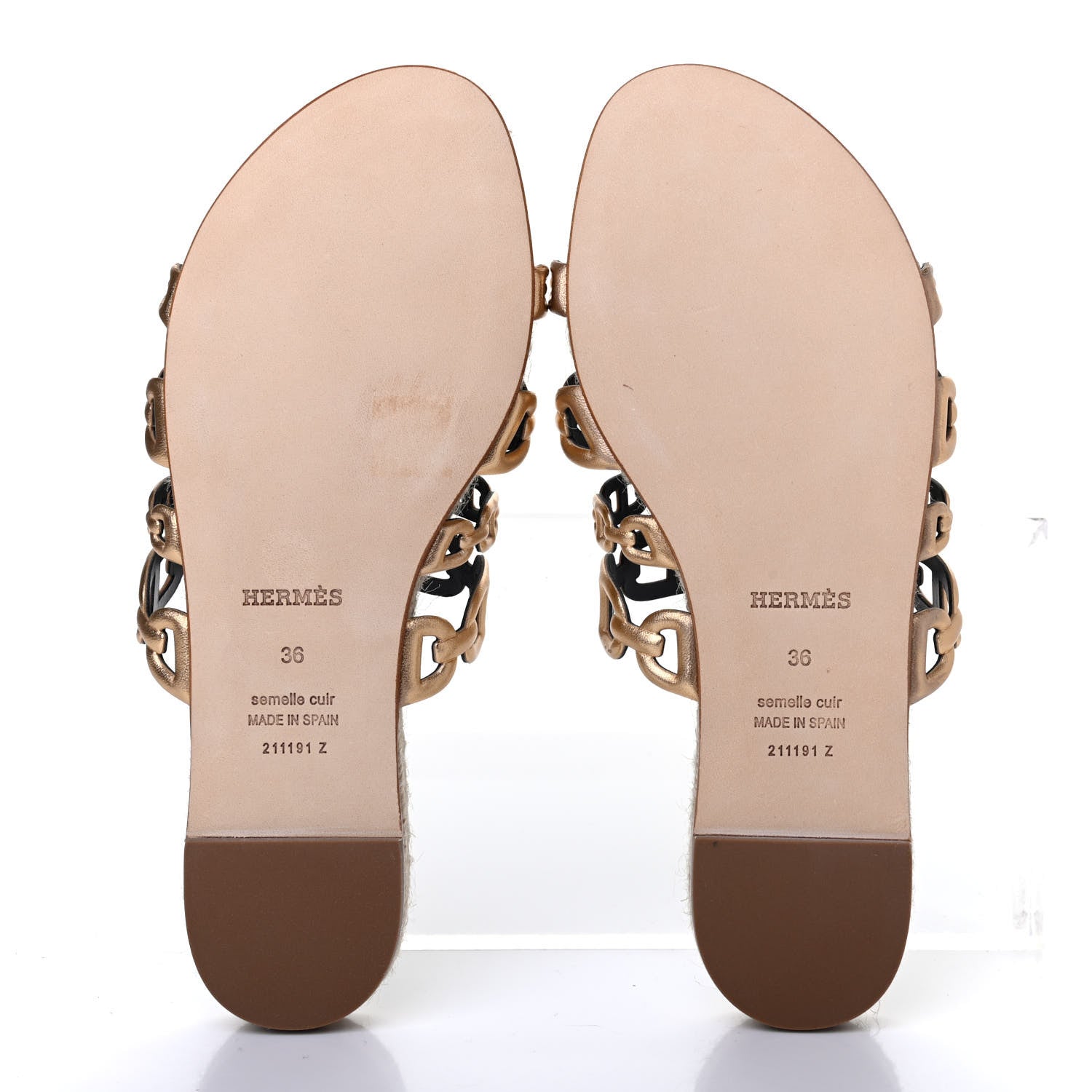 Hermes Nappa Ancone Espadrille Sandals 36 Or Vieilli 4 of 4