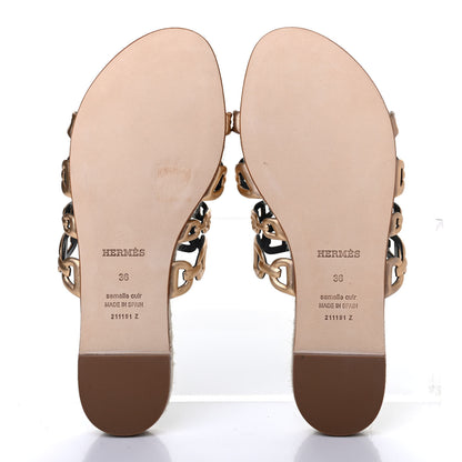 Hermes Nappa Ancone Espadrille Sandals 36 Or Vieilli 4 of 4