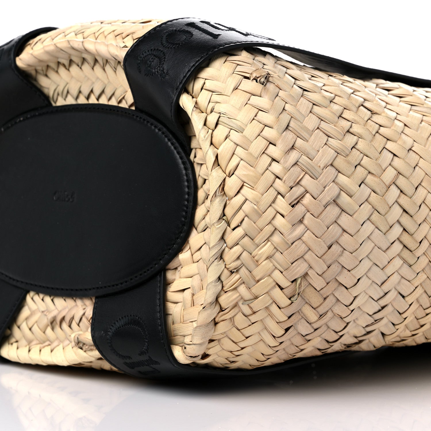 Chloe Raffia Smooth Calfskin Medium Sense Basket Black 8 of 10