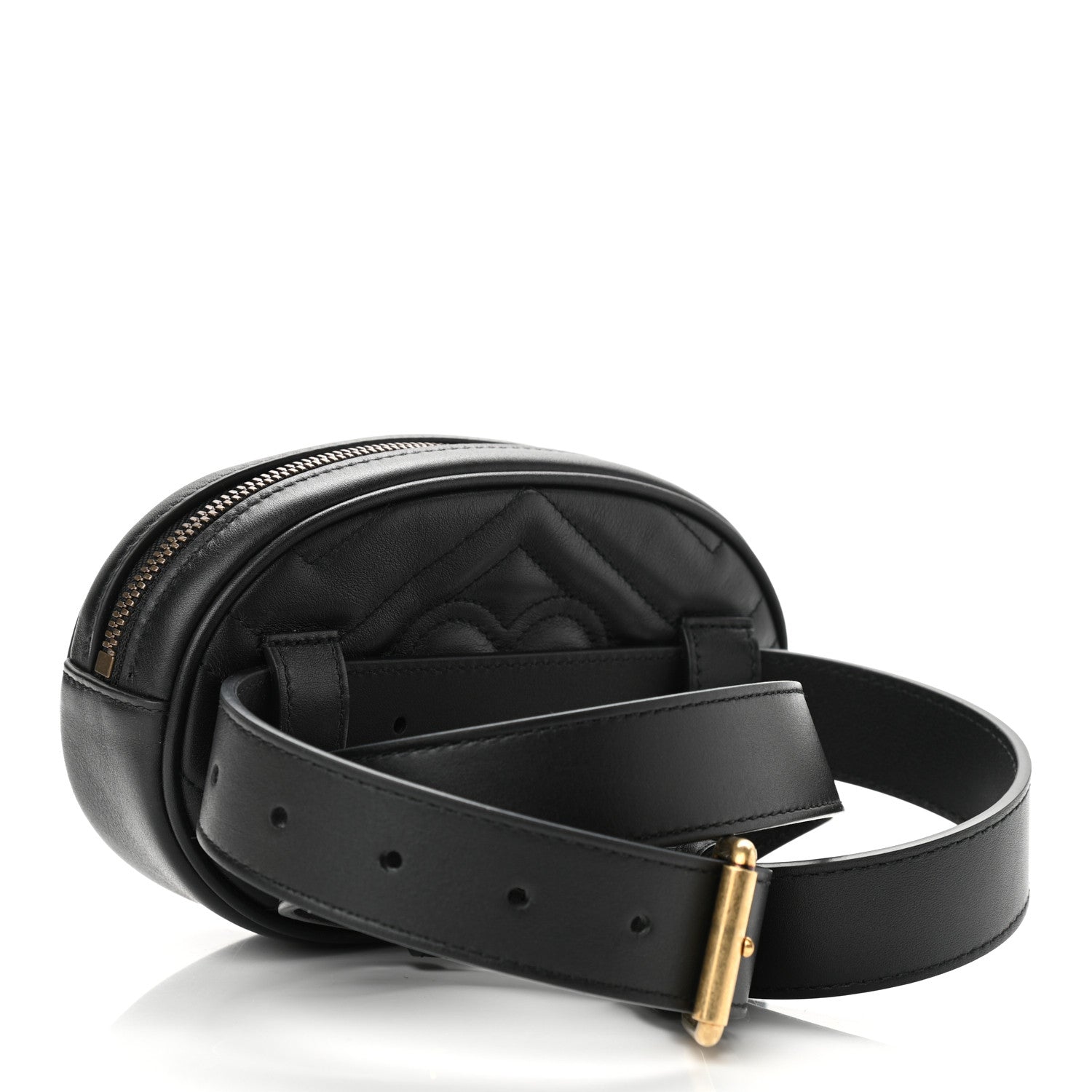 Gucci Calfskin Matelasse GG Marmont Belt Bag 85 34 Black 3 of 10