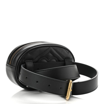 Gucci Calfskin Matelasse GG Marmont Belt Bag 85 34 Black 3 of 10