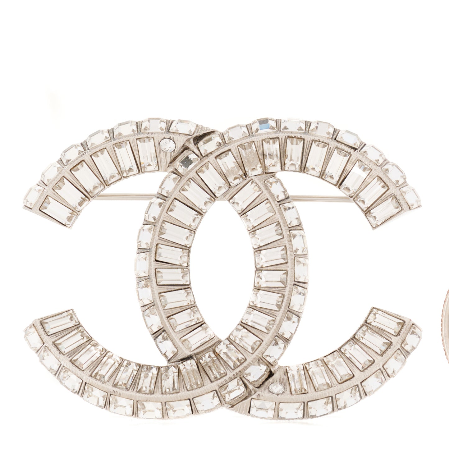 Baguette Crystal CC Brooch Silver