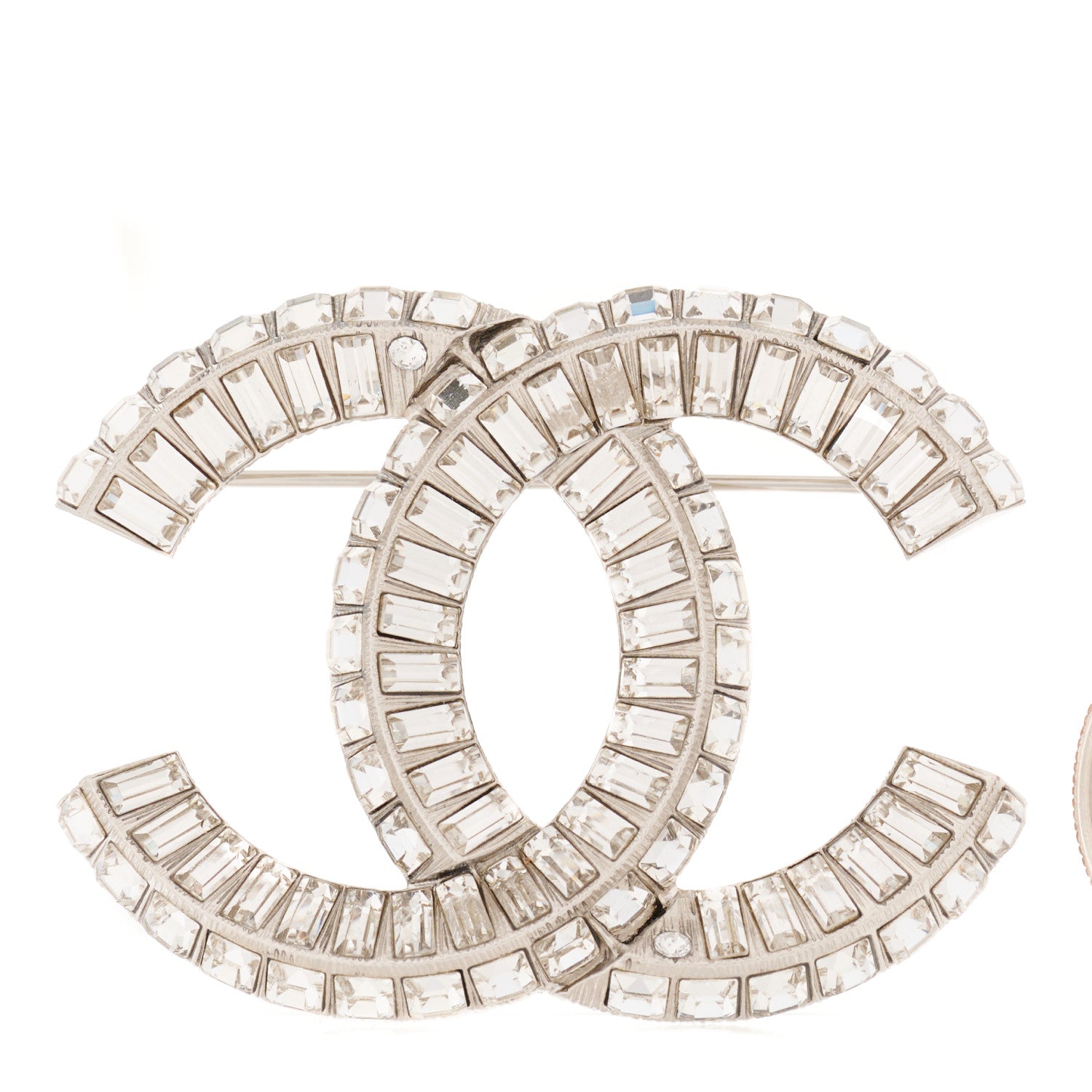 Chanel Baguette Crystal CC Brooch Silver 1 of 4