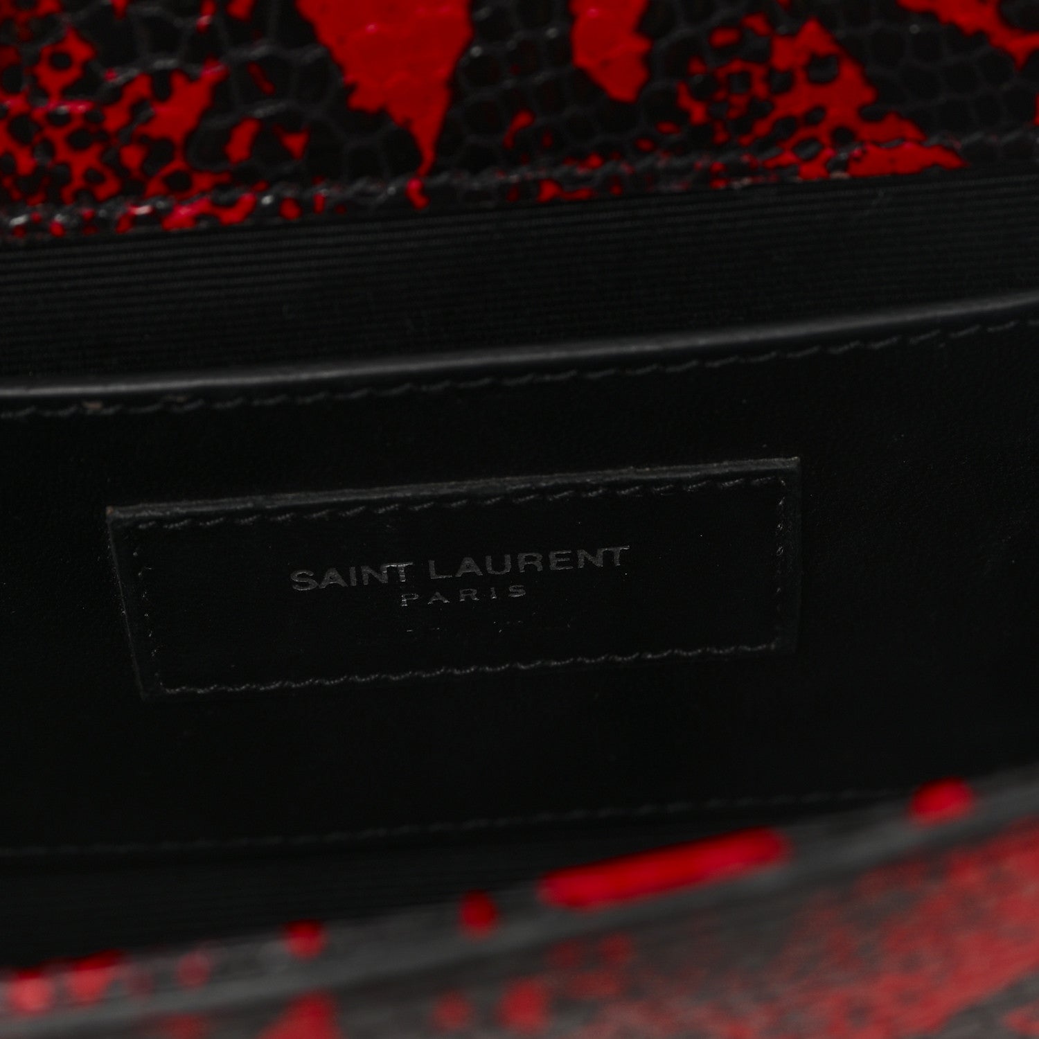 Saint Laurent Calfskin Snakeskin Embossed Small Classic Monogram Kate Tassel Satchel Red Black 6 of 11