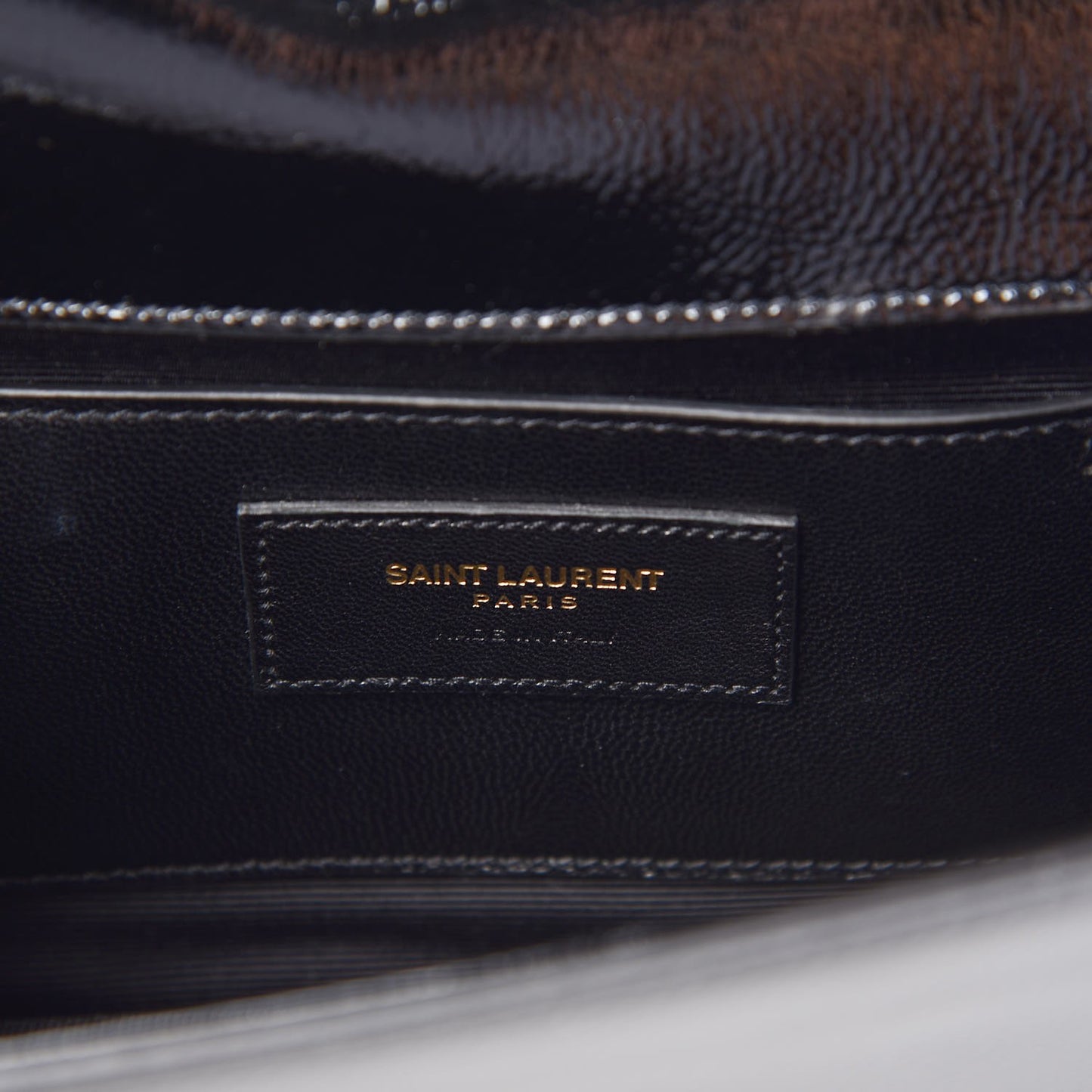 Textured Patent Classic Kate Monogram Clutch Black