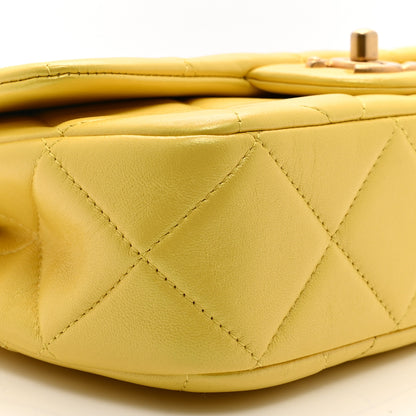 Chanel Iridescent Lambskin Quilted Mini Rectangular Pearl Crush Flap Yellow 9 of 10