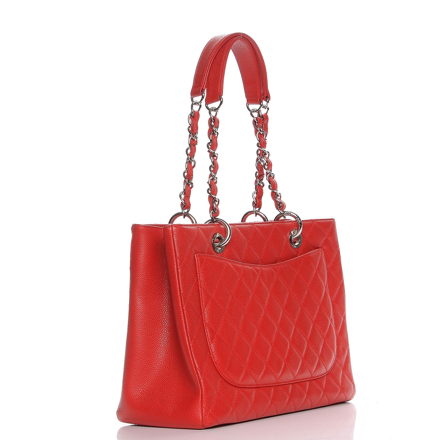 Chanel Caviar Quilted Grand Shopping Tote GST Red 3 of 8