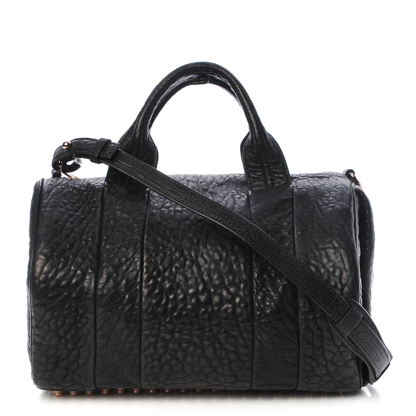 Pebbled Lambskin Rocco Black Rose Gold Hardware