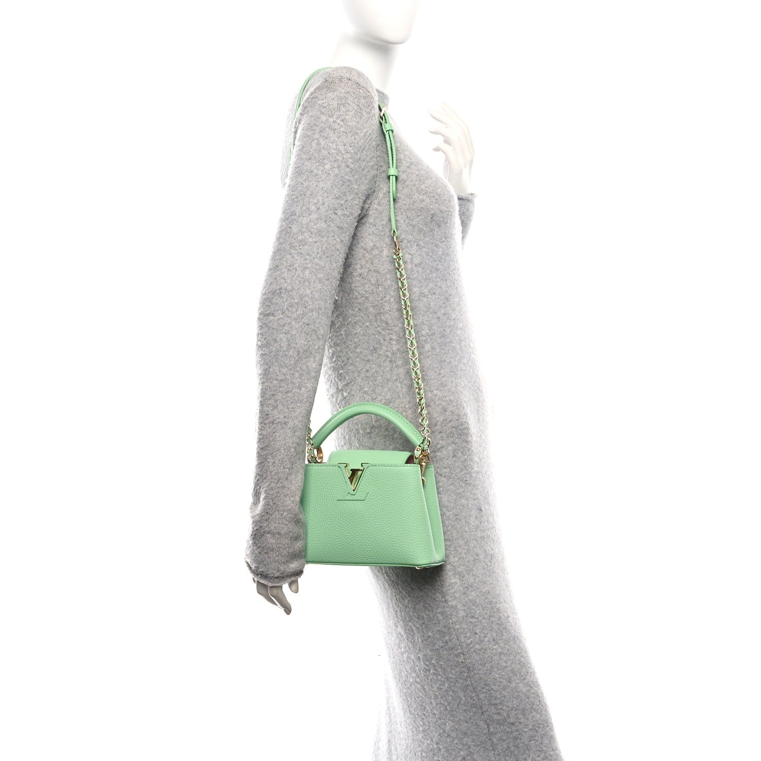 Louis Vuitton Taurillon Mini Capucines Vert Pomme 2 of 9