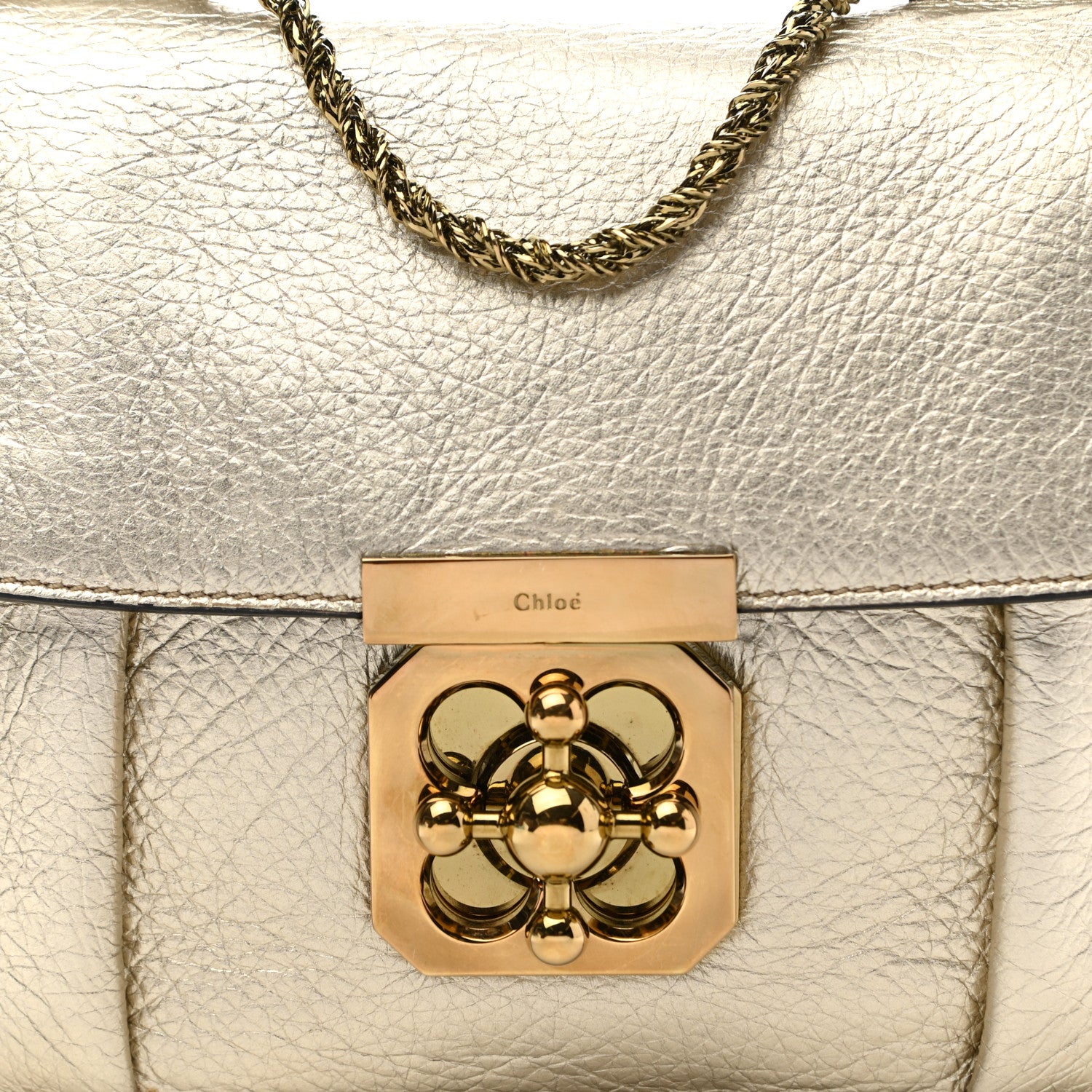 Chloe Metallic Grained Calfskin Small Elsie Shoulder Bag Light Gold 11 of 13