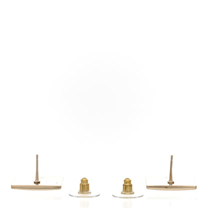 Chanel Metal Enamel CC Square Earrings Gold Black White 3 of 4