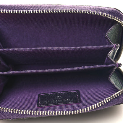 Chanel Metallic Lambskin Quilted Zip Around Coin Purse Wallet Purple 6 of 9