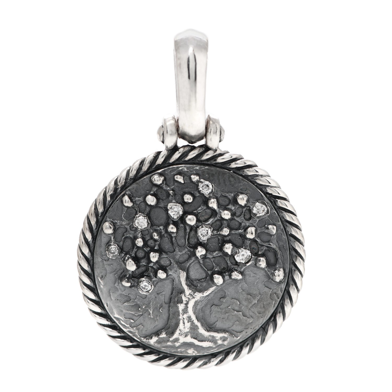 David Yurman Sterling Silver Diamond Cable Collectibles Tree of Life Amulet Pendant 1 of 3