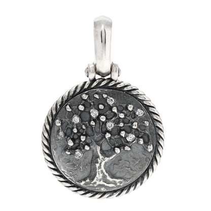 David Yurman Sterling Silver Diamond Cable Collectibles Tree of Life Amulet Pendant 1 of 3